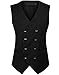 Spinty Men's Slim Solid Color Double Breasted Suit Vest