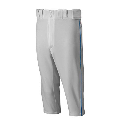 Mizuno Mens Premier Short Piped Pant, Grey/Royal, Large US