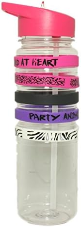 Silver One 25 oz Tritan Removable Bands Sports Travel Water Bottle w Flip Straw Cap | Sipping Spout, Leak/Spill-Proof, Portable, BPA FREE - By EcoOne