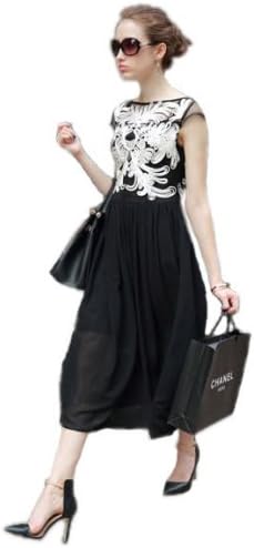 Amazon アンフィニ Infini シースルー レース ウエスト切替 ロング丈 ワンピース 黒 白 M L Ll M 黒 ワンピース チュニック 通販