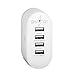 4 Port USB Travel & Home Wall Charger with SmartCharge by JBP: Universal Adapter Accessory for Charging Cell Phones, Multiple Devices and Electronics with Folding Plug - White/Gray