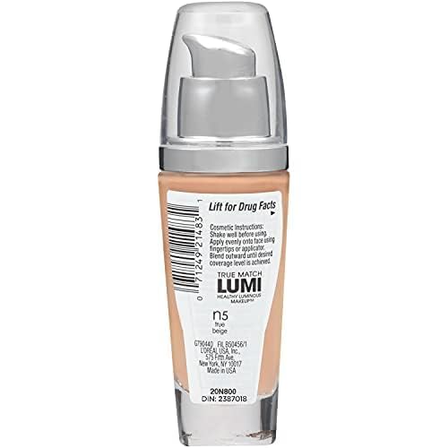 L’OREAL PARIS TRUE MATCH LUMI HEALTHY LUMINOUS MAKEUP, N5 TRUE BEIGE, 1 FL; OZ.