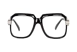 Old School Vintage Squared Clear Lens Eyeglasses (Black)
