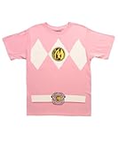 Mighty Morphin' Power Rangers Costume Adult T-shirts (Medium, Pink)