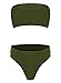 Huiyuzhi Women's Strap Wrap Tube Top High Waist Bikini Set Bathing Swimsuit Army Green Large