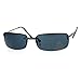 Rectangular Rimless Sunglasses Small Thin Metal Frame Spring Hinge
