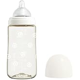 UBMOM All in One Anti-Colic Baby Bottle, BPA Free, Wide-Neck, Non-Tip, Stable Base, Easy to Clean, Natural Baby Bottle 280ml, 9.47oz, Nipple M Level (3~6M) (White)