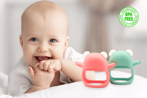Towwi Baby Wrapped Wrist Teething Toys for Babies 0-6 and 6-12 Months Toddler,Bear Chew Toys for Teething and Never Drop Design,Washable Infant Teething Toy for New Born