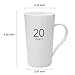 Momugs Number Pattern Simple Pure Large Milk Mug, Tall White Ceramic Coffee Cup, 20 oz