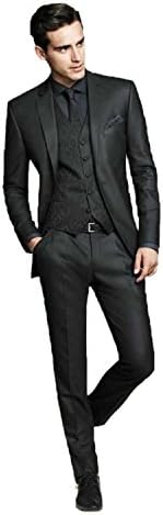 YOGHOURT Men's Two Button Groom Tuxedos Wedding Suit Black Formal Suits 64R US Black