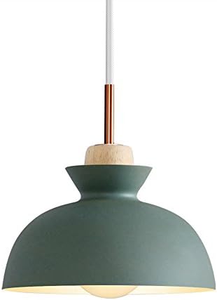 Nordic Modern Pendant Ceiling Light Nordic Macaron Aluminum+Wood Chandelier Fixture Kitchen Pendant Lighting Living Room Pendant Lighting-UL Certification (Green-C)