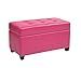 OSP Home Furnishings Metro Tufted Rectangular Storage Ottoman with Padded Upholstery and Soft Closing Hinges, Pink Vinyl