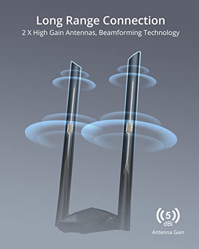 BrosTrend 1800Mbps USB WiFi Antenna for PC, USB WiFi 6 Adapter Long Range Dual Band 5GHz(1201Mbps) and 2.4GHz (574Mbps) 802.11ax Wireless Wi-Fi Receiver with USB3.0, Only for Windows 11/10
