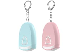 ANKOSHUN Rechargeable Personal Alarm for Women - Safety Keychain 2 Pack, 130 dB Siren and Strobe Light, for Students, Joggers, Night Workers, Elders, Kids, Women, 4 Pop Color (Aqua&Pink)