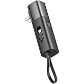 GUSGU Portable Power Bank with Foldable AC Plug, 5000mAh, USB-C, PD 20W Fast Charging – External Battery Pack for iPhone 16/15, iPad, Galaxy, Pixel, Laptops & More, Black