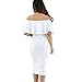 GOSOPIN Women's Off Shoulder Ruffle Bodycon Fit Sexy Midi Dresses Floral Print Medium White