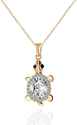 DAOMI Necklace Alloy Gold And Silver Color Jewelry Rhinestone Cute Lucky Charm Turtle Pendant Necklace For Girls Gift