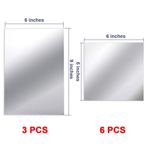 BBTO 9 Pieces Mirror Adhesive Craft Mirrors Shatterproof Sheet Small