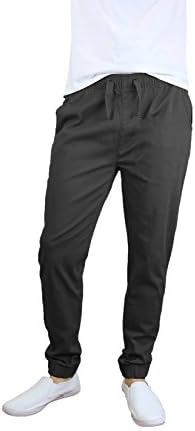 Men's Basic Stretch Twill Joggers Chinos Hiking Drawstring
