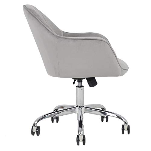 J&L Furniture Modern Design Velvet Desk Chair Mid-Back Home Office Chair Swivel Adjustable Task Chair Executive Accent Chair with Soft Seat (Grey) - Thumbnail 2
