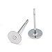 PH PandaHall 100pcs 304 Stainless Steel 5mm Flat Round Blank Peg Original Stainless Steel Color Earrings Posts Flat Pad Blank for Earring Making Findings