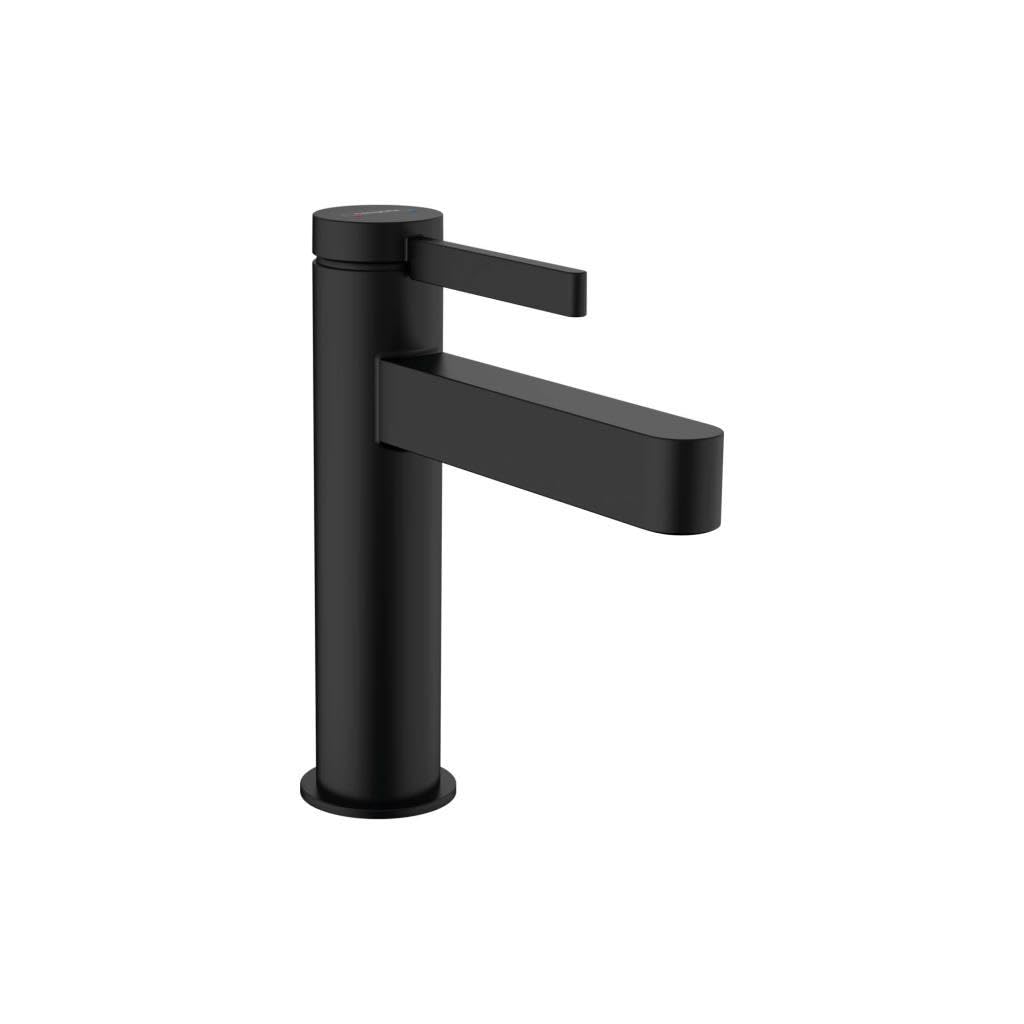 hansgrohe Finoris Basin Mixer Tap 110 with pop-up waste set, matt black, 76020670
