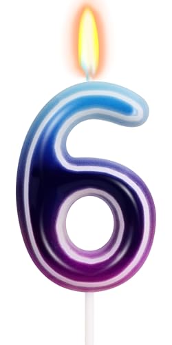 OgnomiFX Purple Blue Gradient Number 6 Candle, 6th Birthday… at Amazon