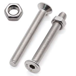 Glvaner M4-0.7 x 35mm Flat Socket Head Cap Screws and M4-0.7 Hex Nuts, 304 Stainless Steel 18-8, Full Coarse Thread, Countersunk Socket Head, Hex Drive, 40 Screws + 40 Nuts