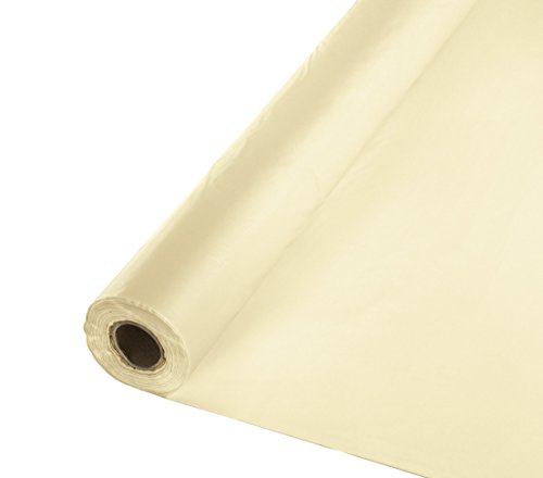 Creative Converting Touch of Color Roll Plastic Table Cover, 100-Feet, Ivory - 013011