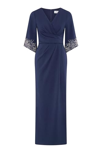 Gina Bacconi Women's Embellished Sleeve Maxi Dress Cocktail, Navy, 18