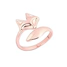 Cute Fox Opening Adjustable Rings for Women and Girl (Rose Gold)