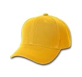 Plain Baseball Cap Blank Hat Solid Color Velcro Adjustable - Black, Blue, Green, Tan, Gold, Light Blue, Maroon, Pink, Purple, Red, Royal Blue, White, Orange, Yellow, Brown (Yellow)