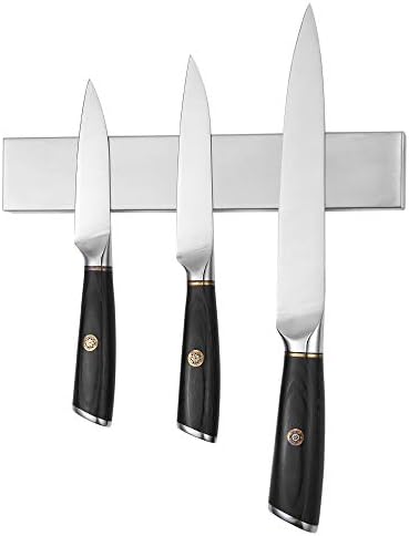 isheTao 18” Magnetic Knife Strip, Magnetic Knife Holder, 18/10 Stainless Steel Knife Rack, Magnetic Knife Bar, Easy Installation (10 Inch)