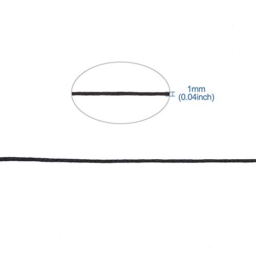 Craftdady 100 Yards 1mm Waxed Cotton Cord Macrame Bracelet Necklace Jewelry Making Waxed Beading Thread String (Black) - Thumbnail 6
