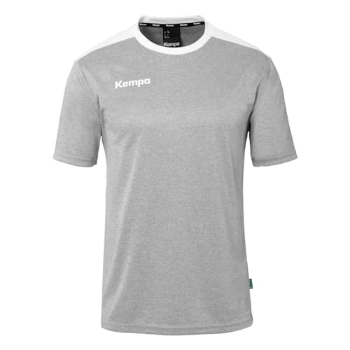 Kempa Herren Emotion 27 T-Shirt, Dark Grau Melange/Weiß, 128 EU