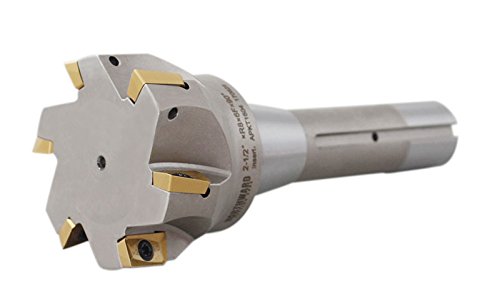 Accusize Industrial Tools 2-1/2'' Cutting Diameter by 6-1/8'' Oal 90 Degree R8 Shank Indexable End Mill with 6 Apkt1604 Carbide Inserts, 0028-6907