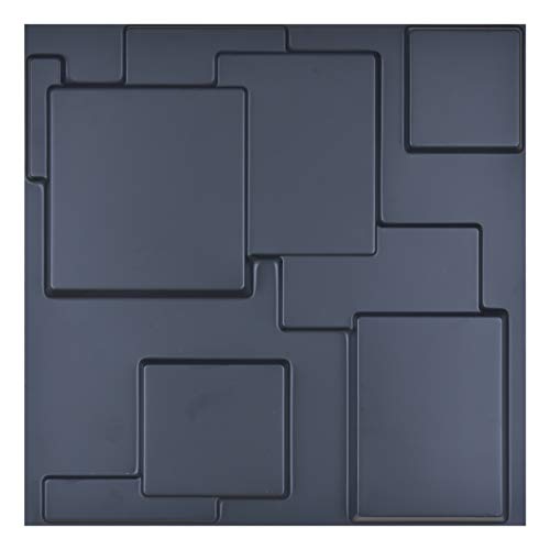 Art3d Matt Black 3D Wall Panel PVC Square Block Wall Cover 32 Sqft, for ...