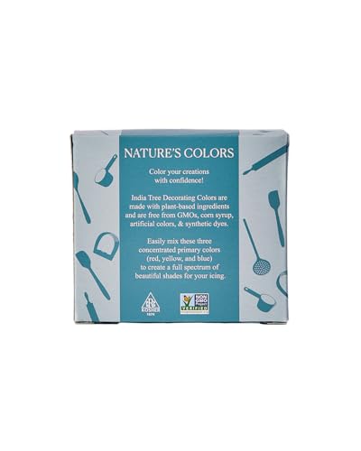 NATURAL FOOD COLORING SET: INDIA TREE NATURE’S COLORS (RED, YELLOW, BLUE) LIQUID, 1.265 OZ | PLANT-BASED, NON-GMO, CLEAN LABEL, RED-3 FREE