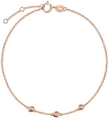 FANCIME Diamond 3 Stone 18K Gold 3 Stone Bracelet for Women, 18K Gold, Gift Wrapped, Birthday, Anniversary, Gift, safety pink