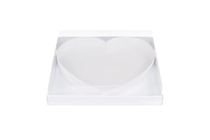 WENPACK 12.5" Cardboard Fillable Heart Shaped Mache Charcuterie Sweets Candy Decorative Box with Clear Lid (White, Heart)
