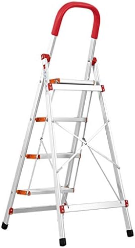 Baoblaze ラバーハンドグリップ付き4ステップスツールラダー 多目的ポータブル折りたたみ滑り止めアルミニウムホームはしご 売却