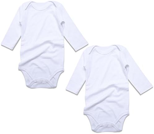 DEFAHN Baby Bodysuit Solid Pack 2 Long Sleeve Onsies for Newborn Boys Girls 0-24 Months
