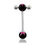 316L Surgical Steel Barbell with UV Star Ball and Small Barbell with Ball Tongue Rings