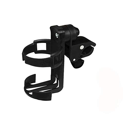 Transser Universal Fit Stroller Cup Holder - 360 Degree Rotation Anti-Slip Adjustable Clamp Drink Bottle Coffee Mug Stabilizer for Pram Pushchair Bike Bicycle Rollator Handlebars (Black)