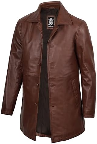 Deja Exe Men's 3/4 Quarter Length Brown & Black Brando Leather