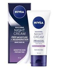 Nivea Soothing Night Cream For Sensitive Skin - 50ml x 2 Boxes - New from Nivea