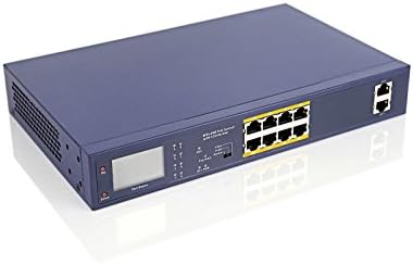 Huacomm LCD PoE+ Switch 8-Port plus 2 Gigabit Ethernet Uplink Visible Data Screen Desktop for Surveillance IP Phone Access Points Metal Housing Unmanaged 120 Watt HC6700-8VP