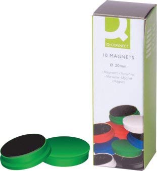 Magnets for sujecion Q-Connect Ideal for Whiteboards magneticas20 mm Green – Box of 10 Magnets
