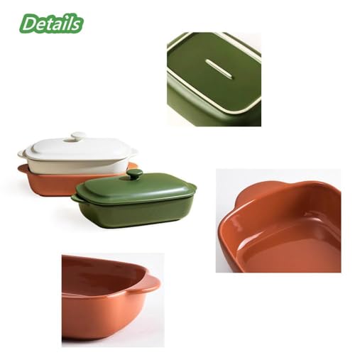 TUSIMI Ceramic Casserole Dish with Lid,33oz Covered Rectangular Baking Dish with Lid,Deep Casserole Cookware Bakeware,Oven Safe and Dishwash Safe