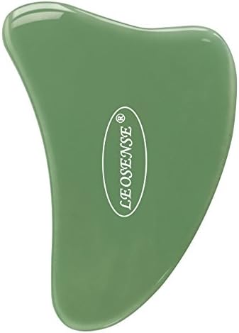 Leosense Jade Gua Sha Scraping Massage Tool, Hand Made Great Guasha Tools for ASTYM,Graston & Myofascial Release,Reduce Muscles Soreness,Relax Joints & Trigger Point Treatment (Big)
